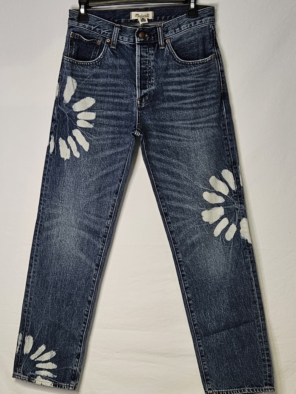 Madewell Shibori Hand Dyed Floral Burst Straight Leg Rigid Blue Jeans Sz 20/0